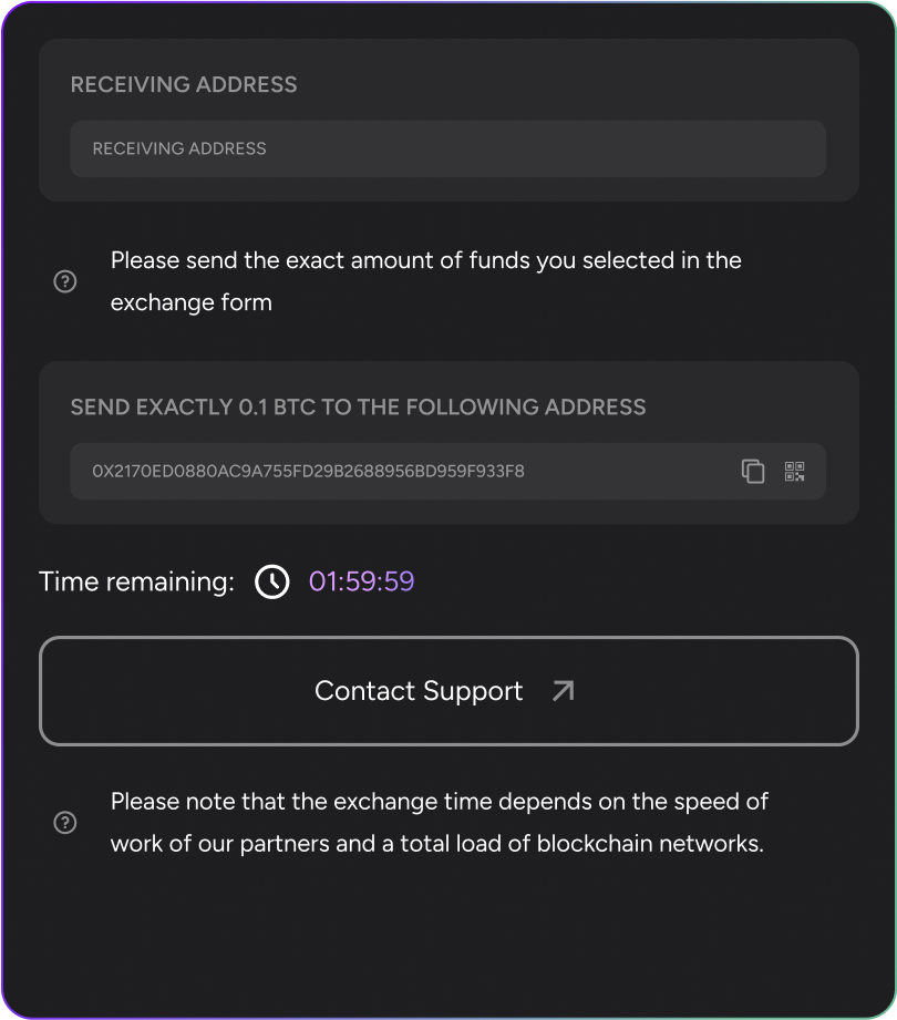 Send cryptocurrency